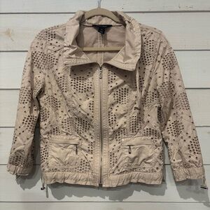 White House Black Market
Jacket Womens 8 Medium Eyelet
/Zip /Tan